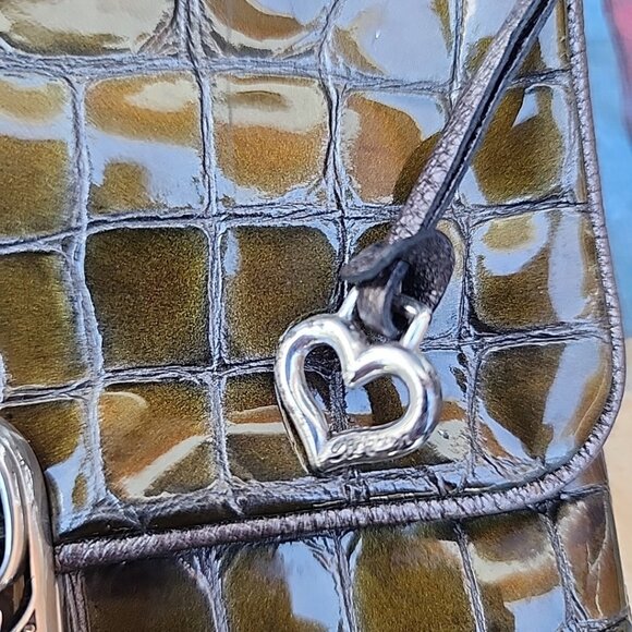 Brighton "All You Need Is Love" Faux Patent Leather Croc Embossed Purse Bag -EC - Picture 3 of 9